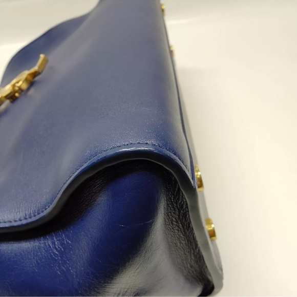 Saint Laurent Calfskin Monogram Baby Cabas Blue Tote (R682) - Picture 5 of 11